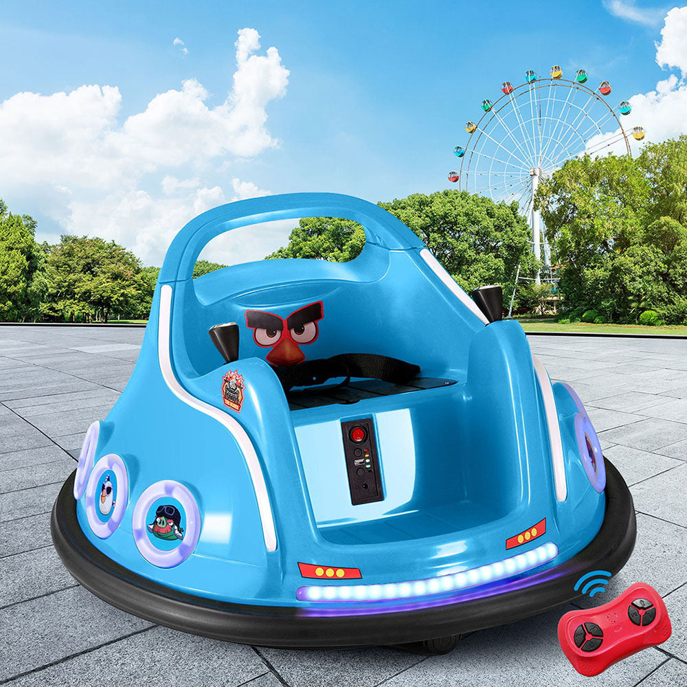Ride On Cars: Kids Ride On Car Bumper Electric Toys Cars Light Remote Angry Birds Sticker Blue