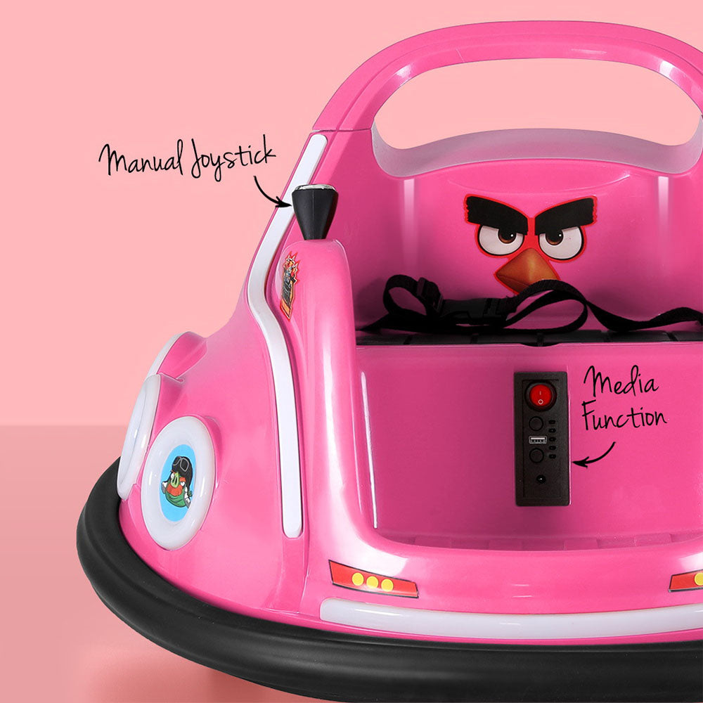 Ride On Cars: Kids Ride On Car Bumper Electric Ride On Cars Light Remote Angry Birds Sticker Pink