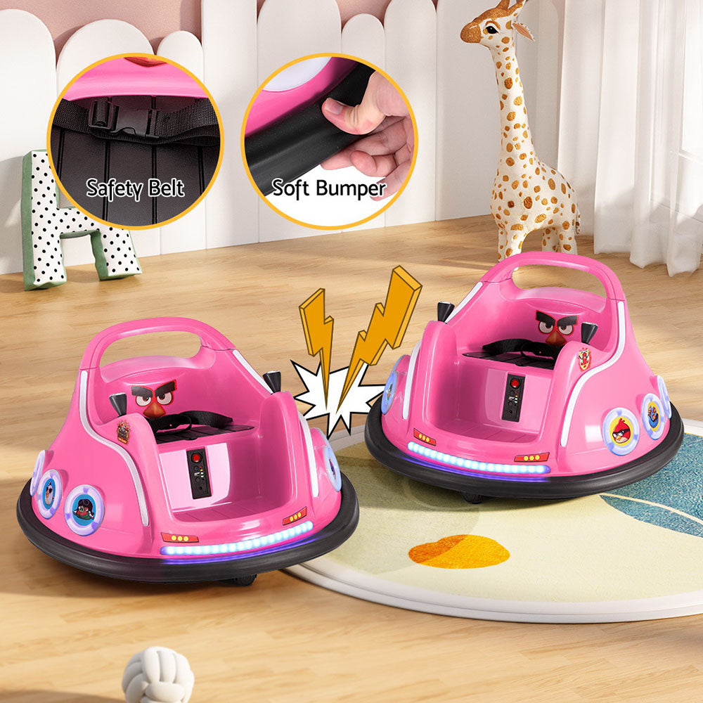 Ride On Cars: Kids Ride On Car Bumper Electric Ride On Cars Light Remote Angry Birds Sticker Pink