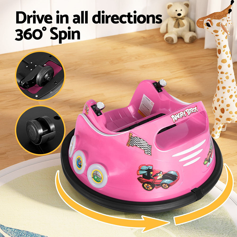 Ride On Cars: Kids Ride On Car Bumper Electric Ride On Cars Light Remote Angry Birds Sticker Pink