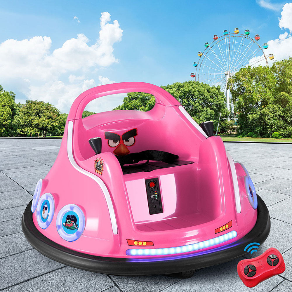 Ride On Cars: Kids Ride On Car Bumper Electric Ride On Cars Light Remote Angry Birds Sticker Pink