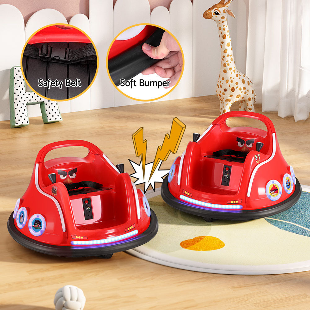 Ride On Cars: Kids Ride On Car Bumper Electric Ride On Cars Light Remote Angry Birds Sticker Red