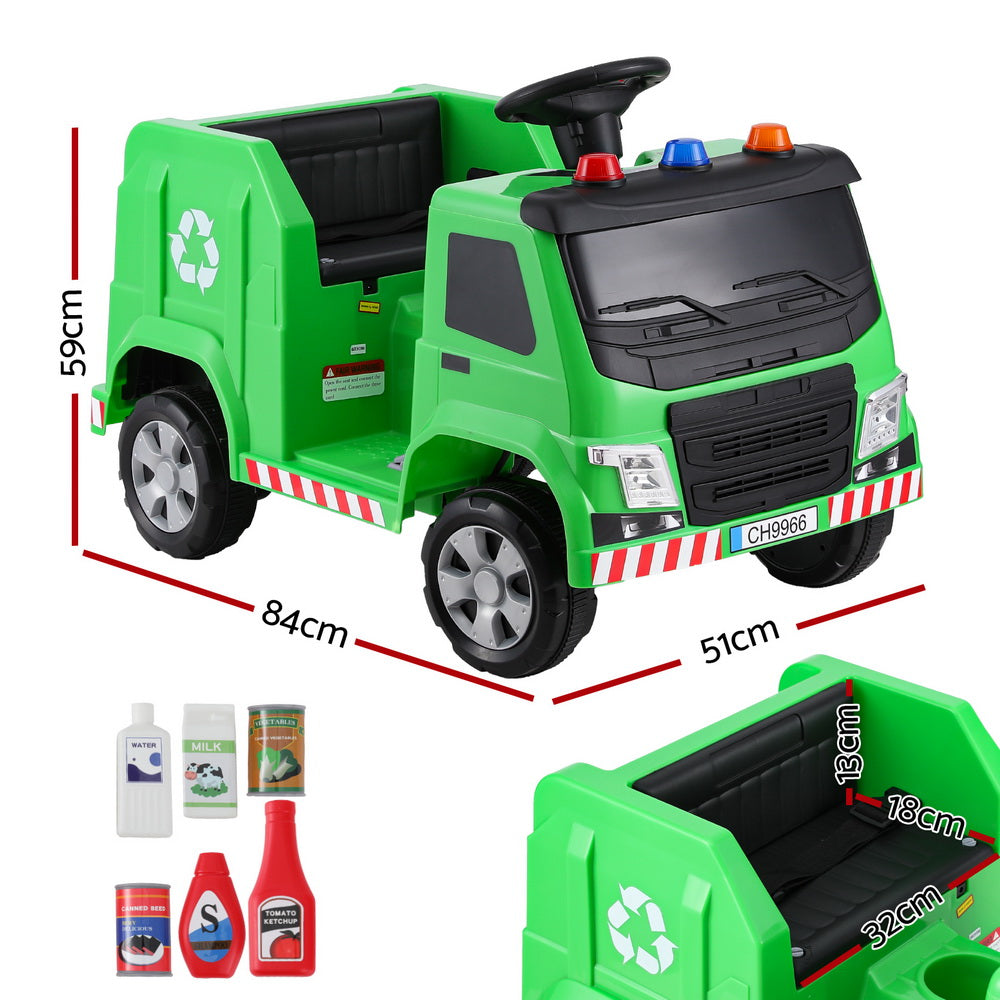 Ride On Cars: Rigo Kids Ride On Car Garbage Truck Police Light 12V Electric Toys Cars Green