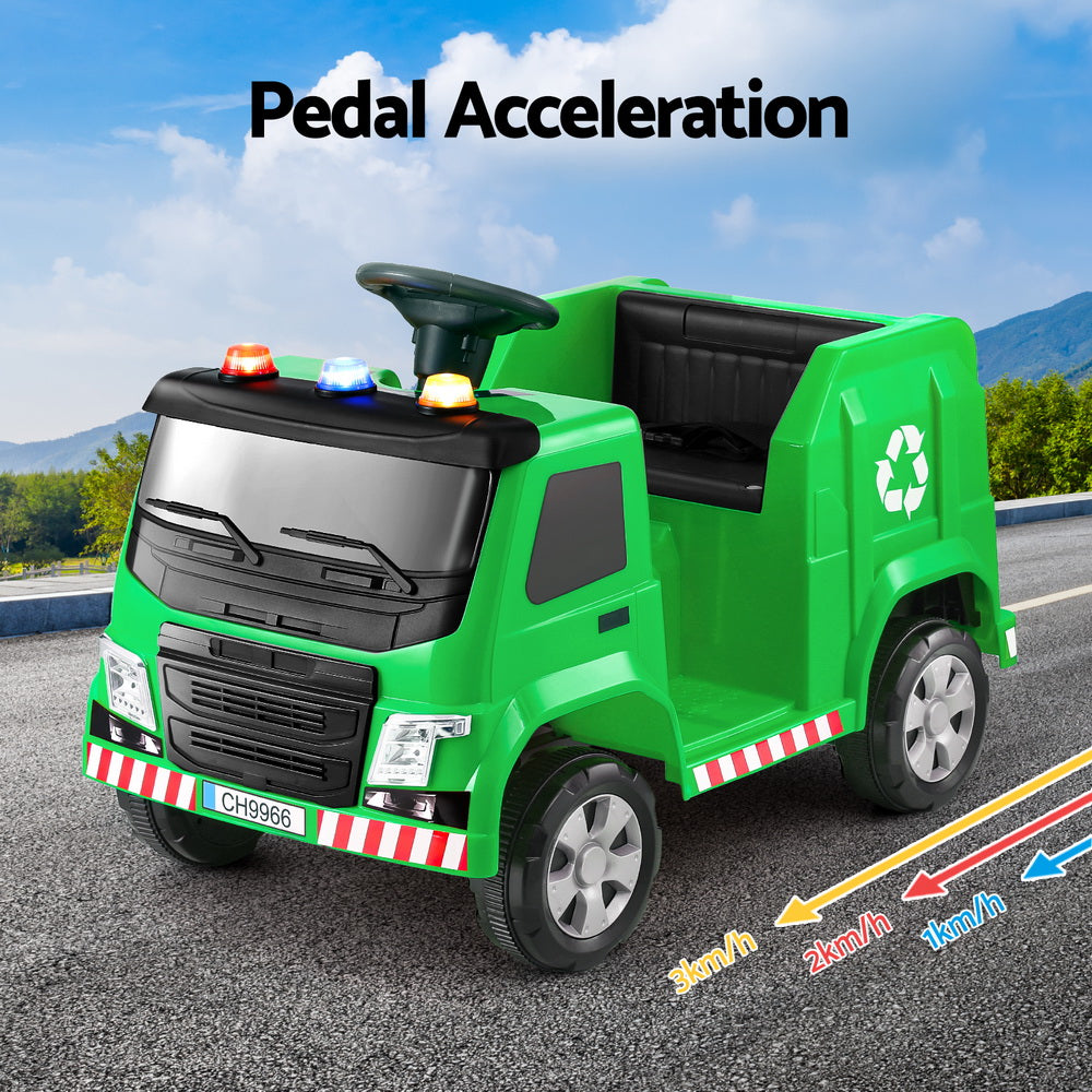 Ride On Cars: Rigo Kids Ride On Car Garbage Truck Police Light 12V Electric Toys Cars Green