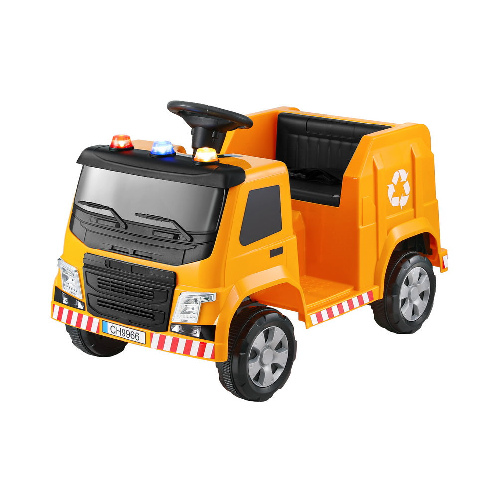 Ride On Cars: Rigo Kids Ride On Car Garbage Truck Police Light 12V Electric Toys Cars Yellow