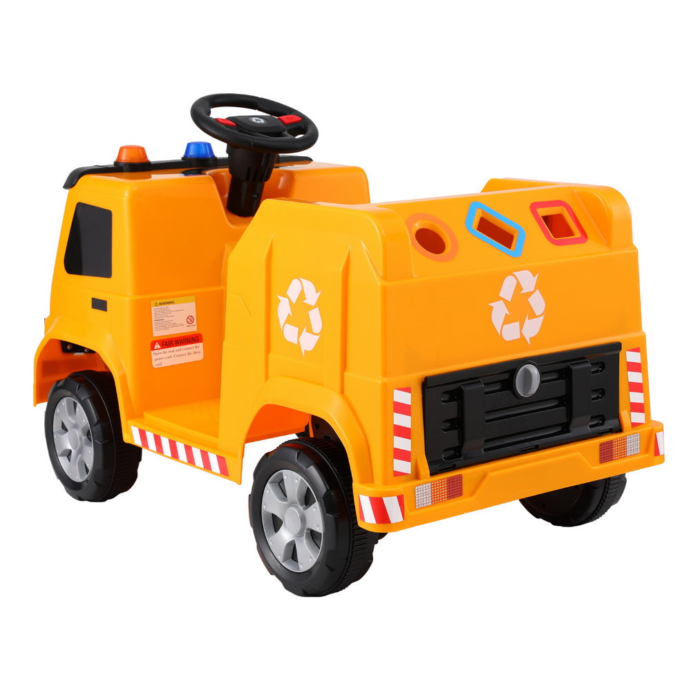 Ride On Cars: Rigo Kids Ride On Car Garbage Truck Police Light 12V Electric Toys Cars Yellow