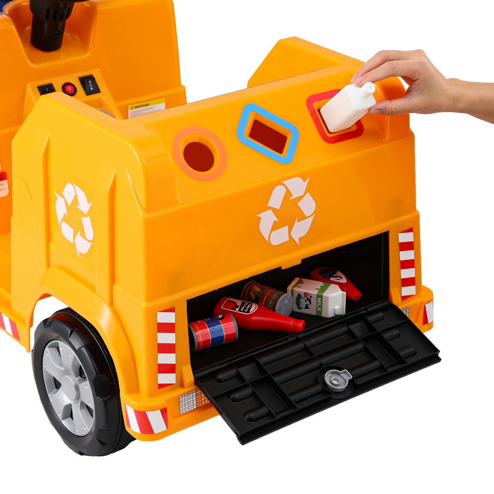 Ride On Cars: Rigo Kids Ride On Car Garbage Truck Police Light 12V Electric Toys Cars Yellow