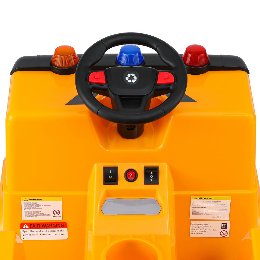Ride On Cars: Rigo Kids Ride On Car Garbage Truck Police Light 12V Electric Toys Cars Yellow