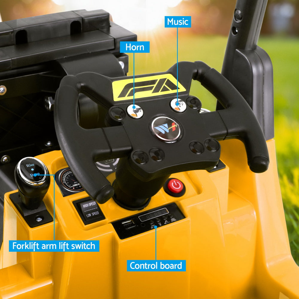 Ride On Cars: Rigo Kids Electric Ride On Car Forklift Loader Toys Cars Horn Remote 12V Yellow
