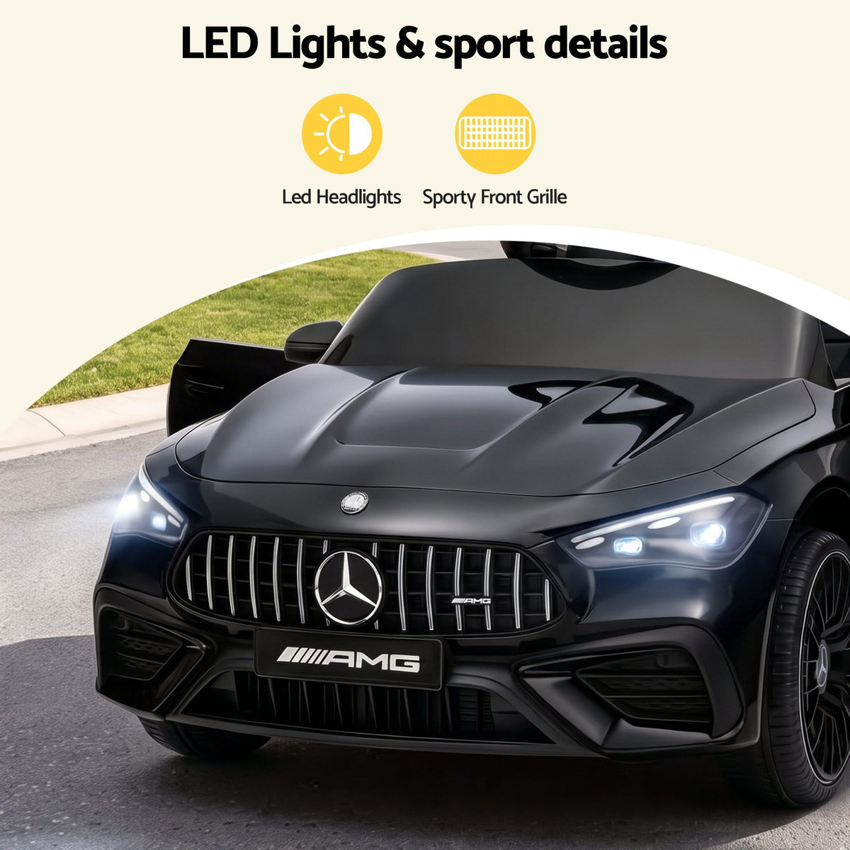 Ride On Car Licensed Mercedes Benz AMGC63 Kids Electric Car 12V Music Black