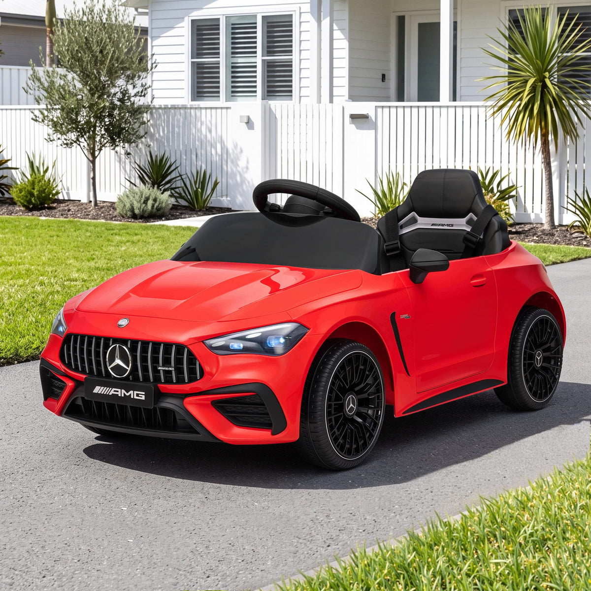 Ride On Car Licensed Mercedes Benz AMGC63 Kids Electric Car 12V Music Red