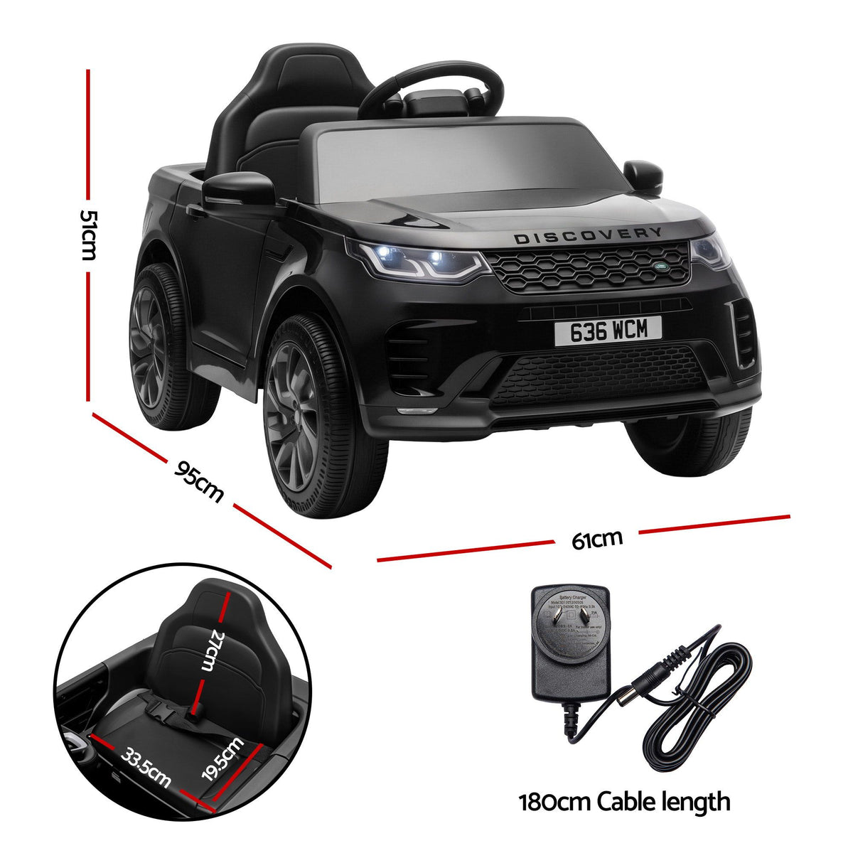 Land Rover Ride On Car Kids SUV 12V Kids Electric Car Remote Control Black