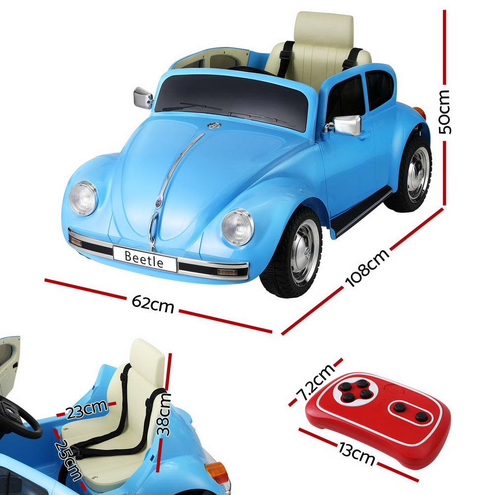 Ride On Cars: Kids Ride On Car Licensed Volkswagen Beetle Electric Toys Horn Remote 6V Blue