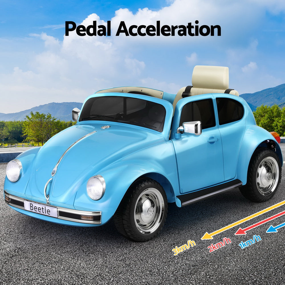 Ride On Cars: Kids Ride On Car Licensed Volkswagen Beetle Electric Toys Horn Remote 6V Blue