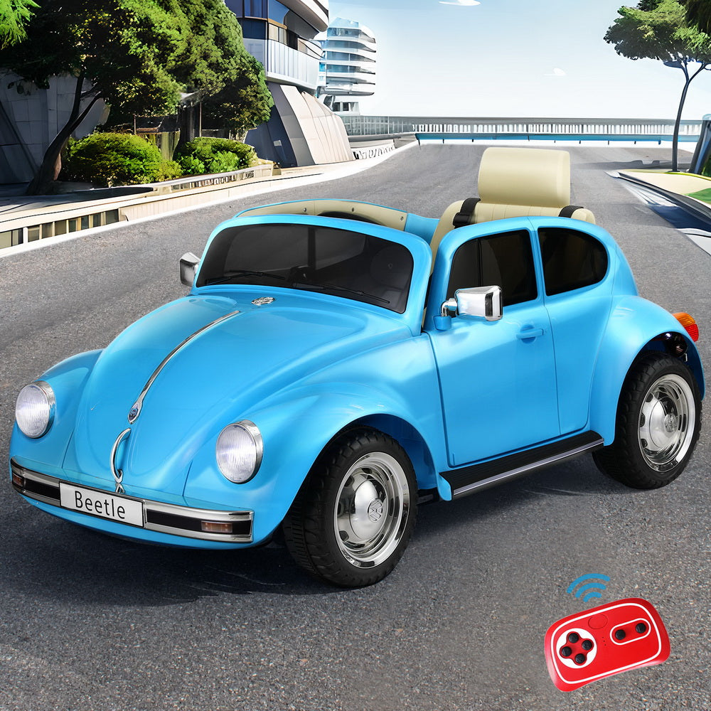 Ride On Cars: Kids Ride On Car Licensed Volkswagen Beetle Electric Toys Horn Remote 6V Blue