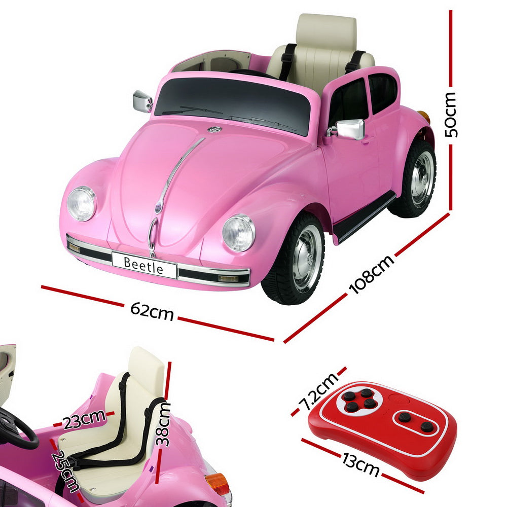 Ride On Cars: Kids Ride On Car Licensed Volkswagen Beetle Electric Toys Horn Remote 6V Pink