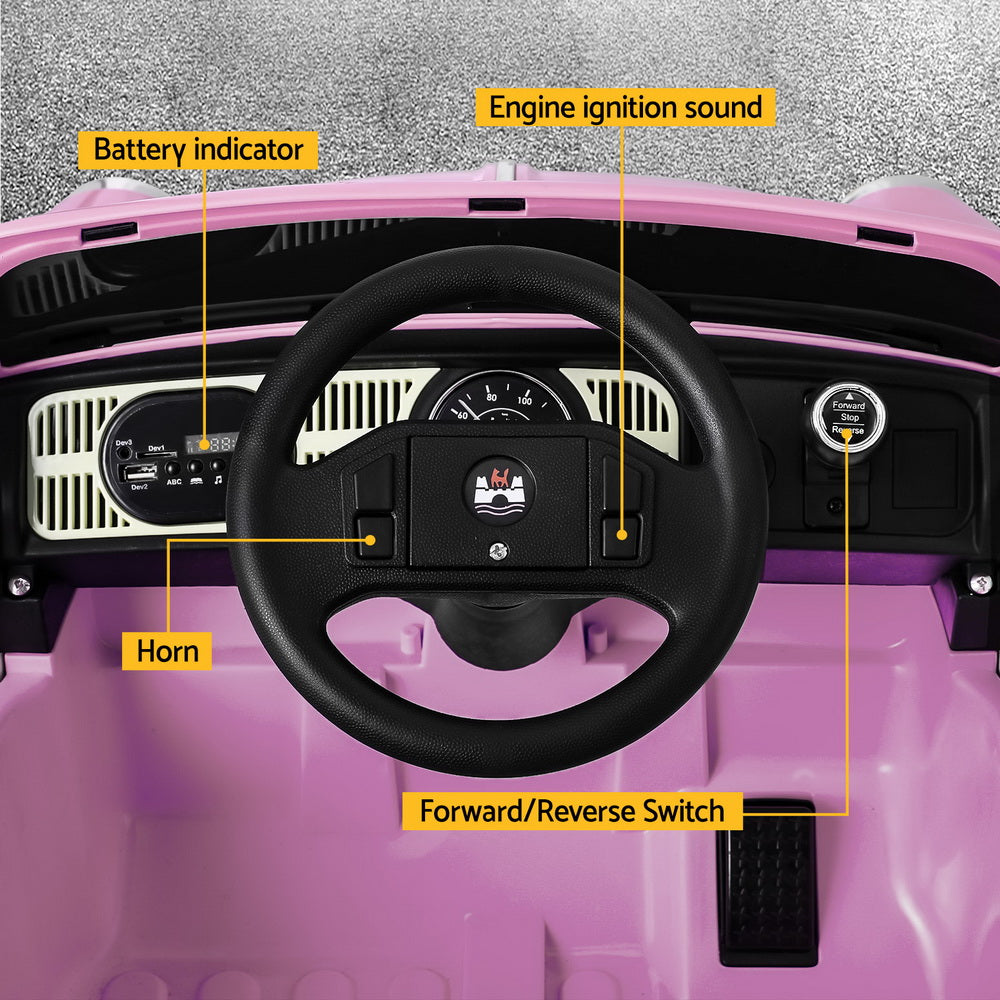 Ride On Cars: Kids Ride On Car Licensed Volkswagen Beetle Electric Toys Horn Remote 6V Pink