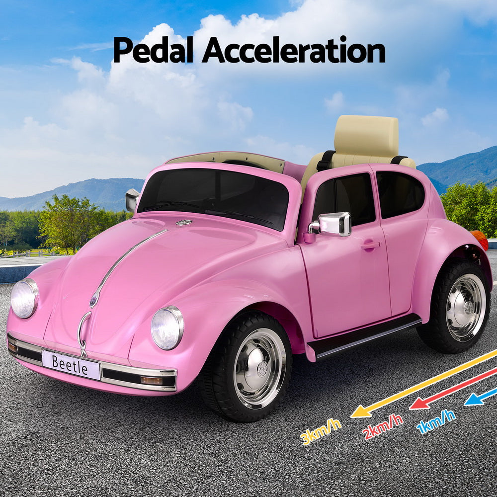 Ride On Cars: Kids Ride On Car Licensed Volkswagen Beetle Electric Toys Horn Remote 6V Pink