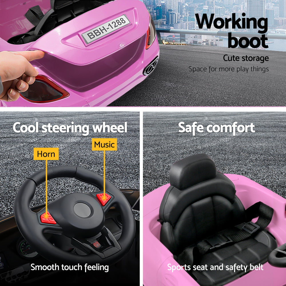 Ride On Cars: Rigo Kids Electric Ride On Car Toys Cars Headlight Music Remote Control 12V Pink