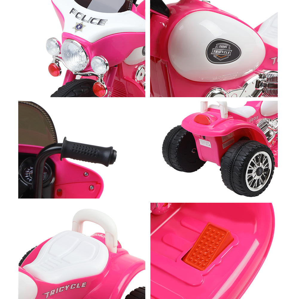 Bikes & Scooters: Rigo Kids Electric Ride On Patrol Police Car Harley-Inspired 6V Pink