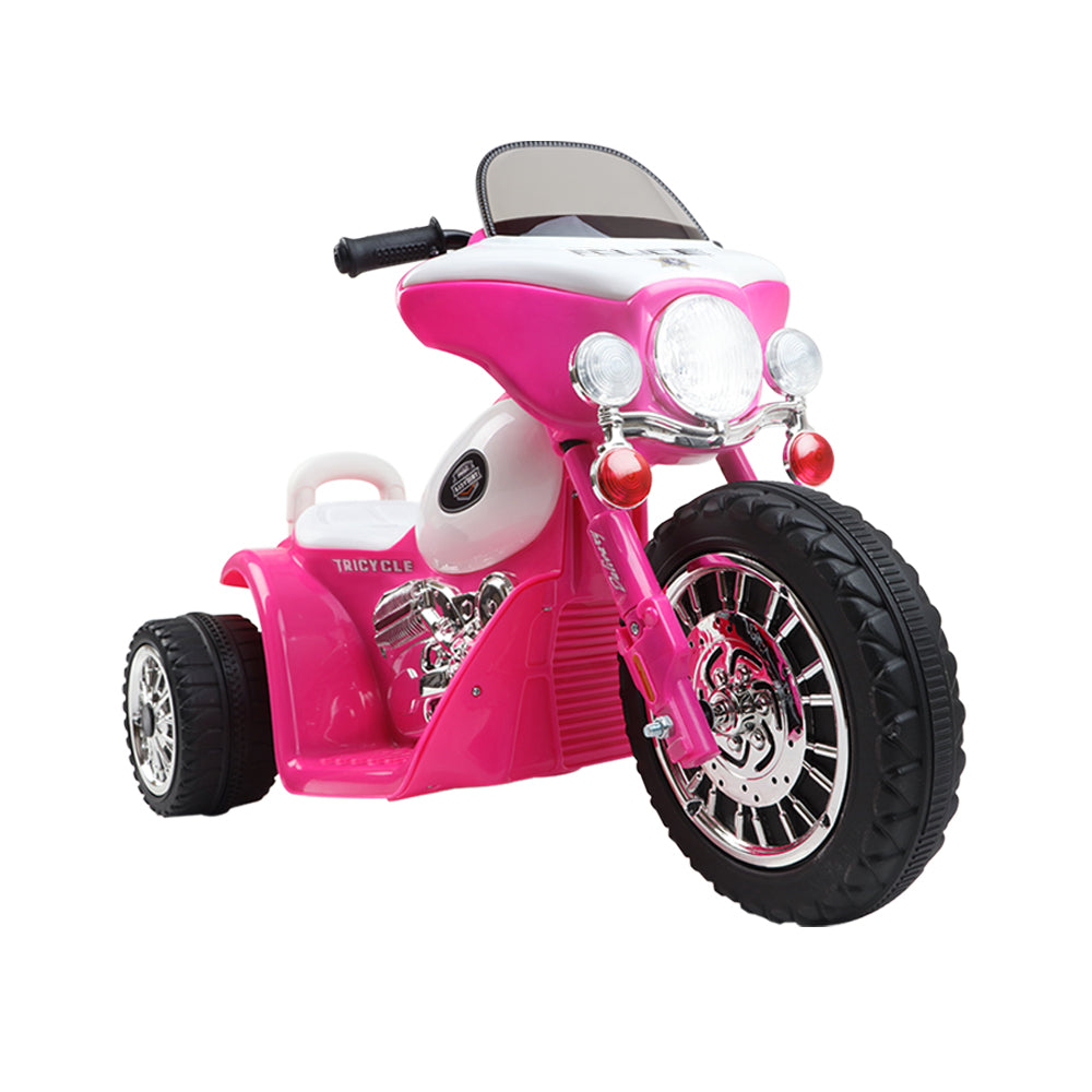 Bikes & Scooters: Rigo Kids Electric Ride On Patrol Police Car Harley-Inspired 6V Pink