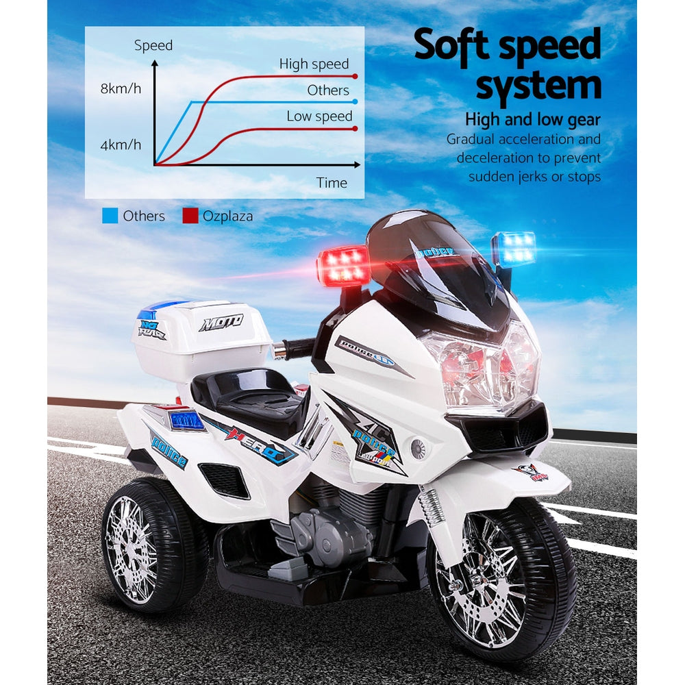 Ride On Cars: Rigo Kids Electric Ride On Patrol Police Car BMW-Inspired S1K 6V Battery White