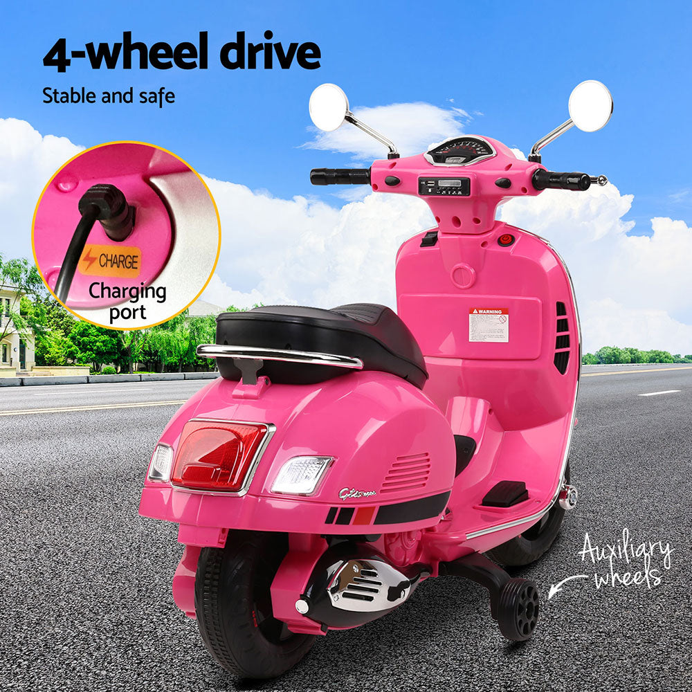 Bikes & Scooters: Kids Electric Ride On Car Motorcycle Motorbike Vespa Licensed GTS Pink