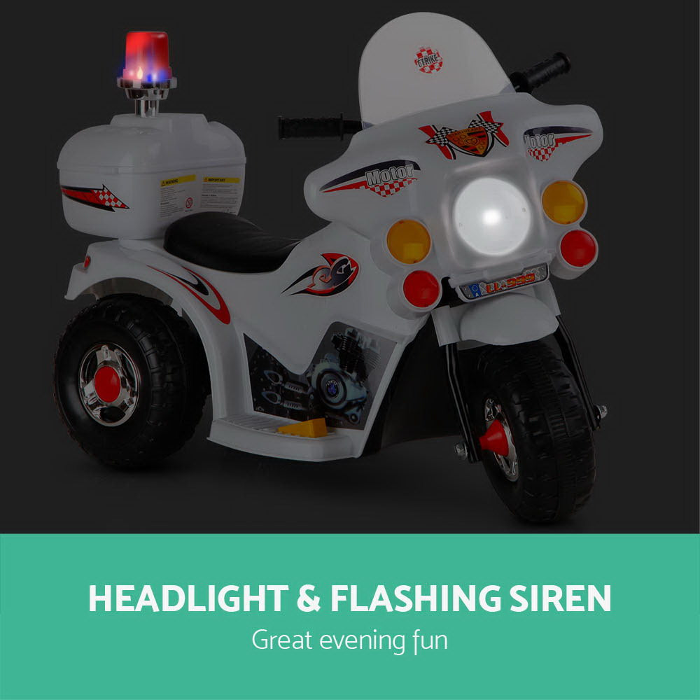 Bikes & Scooters: Rigo Kids Electric Ride On Police Motorcycle Motorbike 6V Battery White