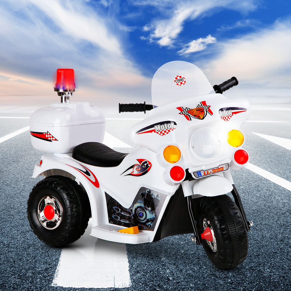 Bikes & Scooters: Rigo Kids Electric Ride On Police Motorcycle Motorbike 6V Battery White