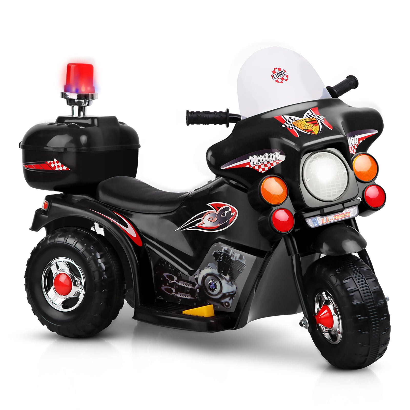 Bikes & Scooters: Rigo Kids Electric Ride On Police Motorcycle Motorbike 6V Battery Black