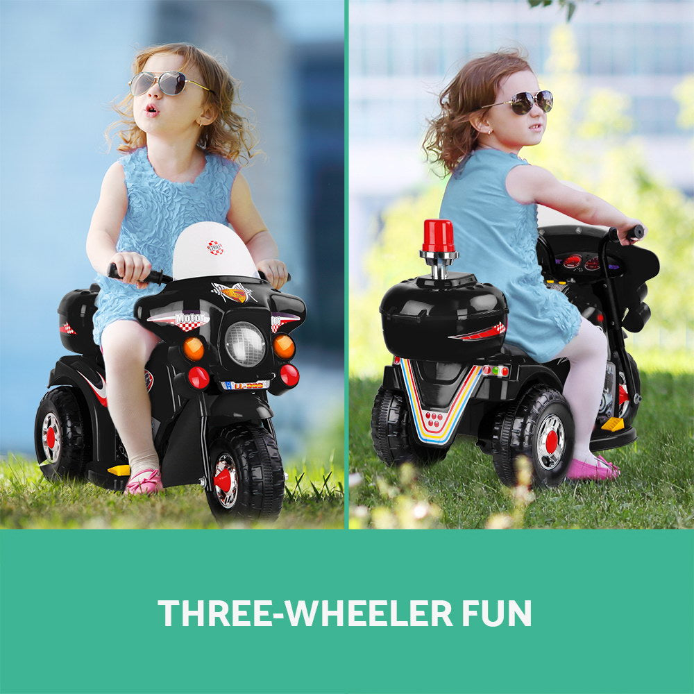 Bikes & Scooters: Rigo Kids Electric Ride On Police Motorcycle Motorbike 6V Battery Black