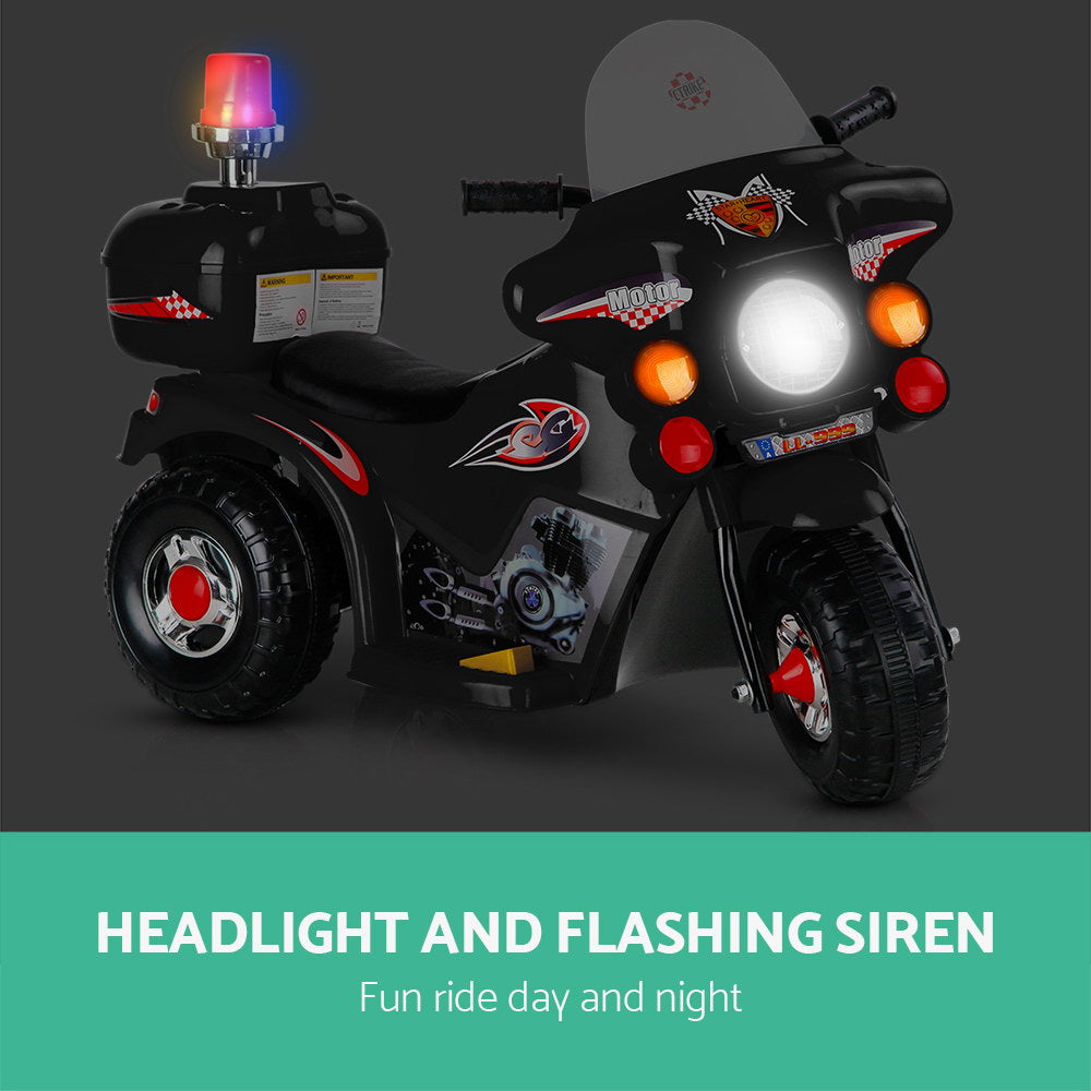 Bikes & Scooters: Rigo Kids Electric Ride On Police Motorcycle Motorbike 6V Battery Black