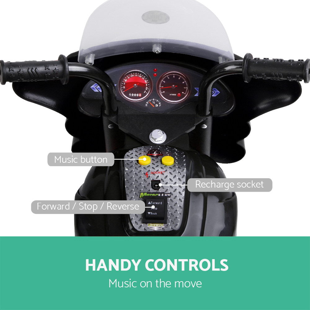 Bikes & Scooters: Rigo Kids Electric Ride On Police Motorcycle Motorbike 6V Battery Black