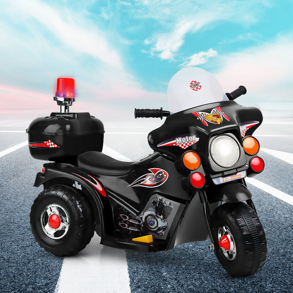 Bikes & Scooters: Rigo Kids Electric Ride On Police Motorcycle Motorbike 6V Battery Black