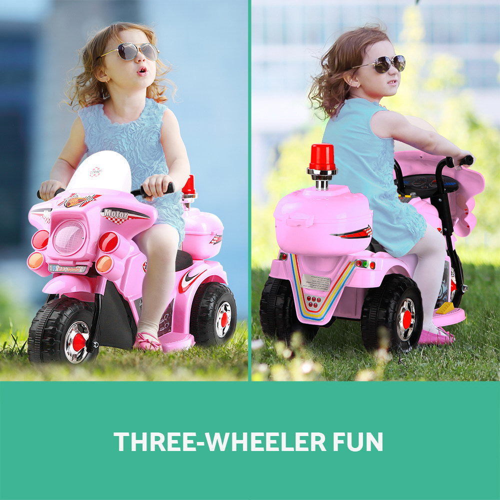 Bikes & Scooters: Rigo Kids Electric Ride On Police Motorcycle Motorbike 6V Battery Pink