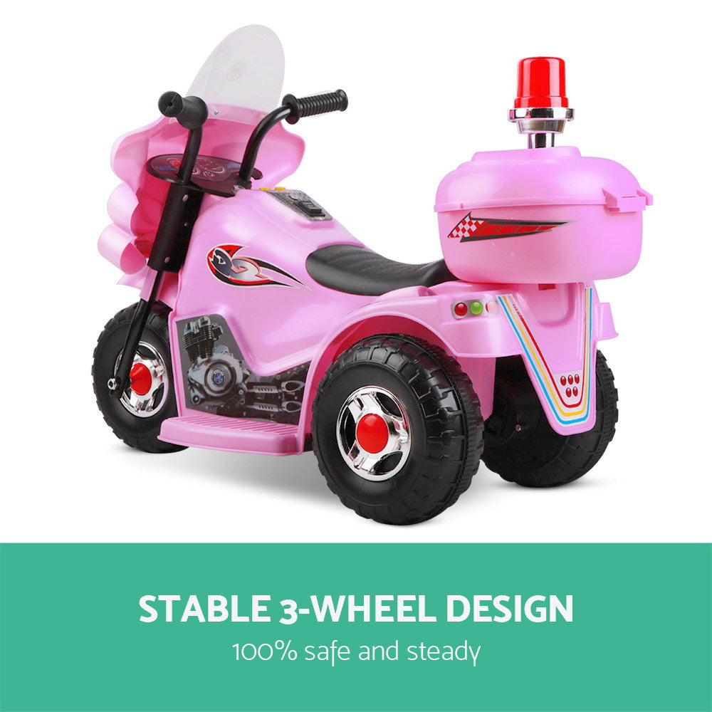 Bikes & Scooters: Rigo Kids Electric Ride On Police Motorcycle Motorbike 6V Battery Pink