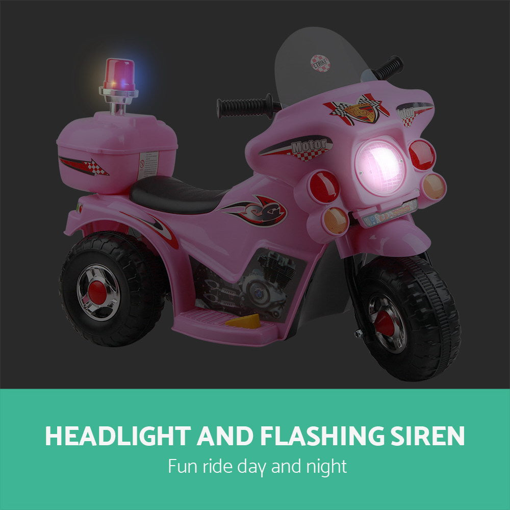 Bikes & Scooters: Rigo Kids Electric Ride On Police Motorcycle Motorbike 6V Battery Pink