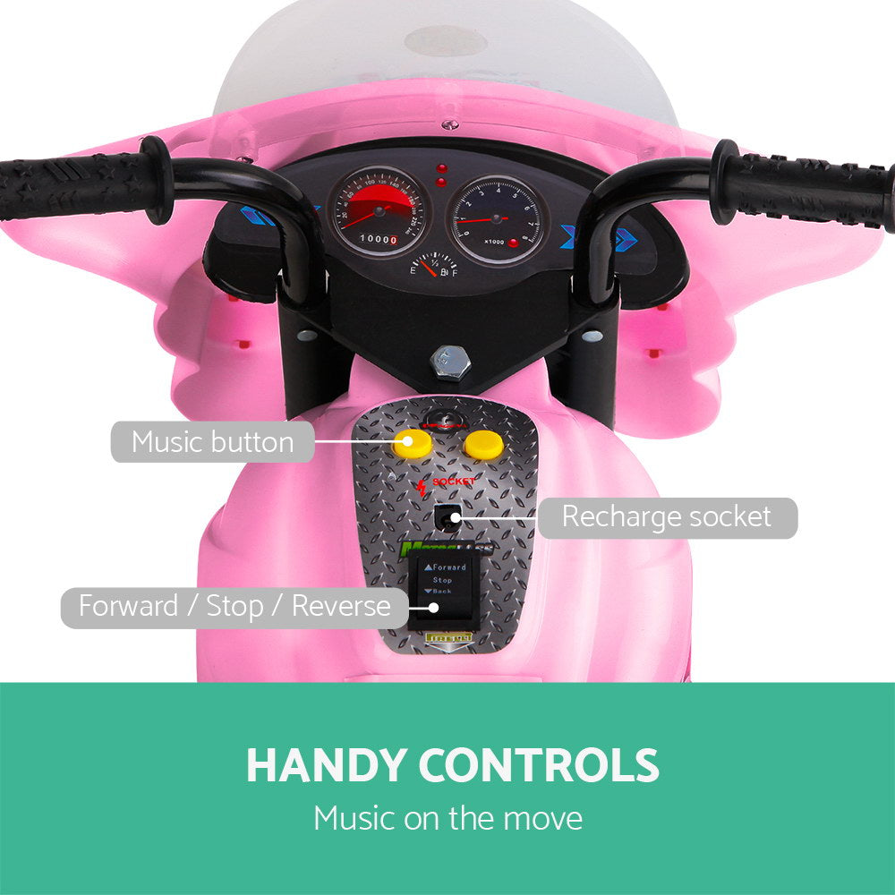 Bikes & Scooters: Rigo Kids Electric Ride On Police Motorcycle Motorbike 6V Battery Pink