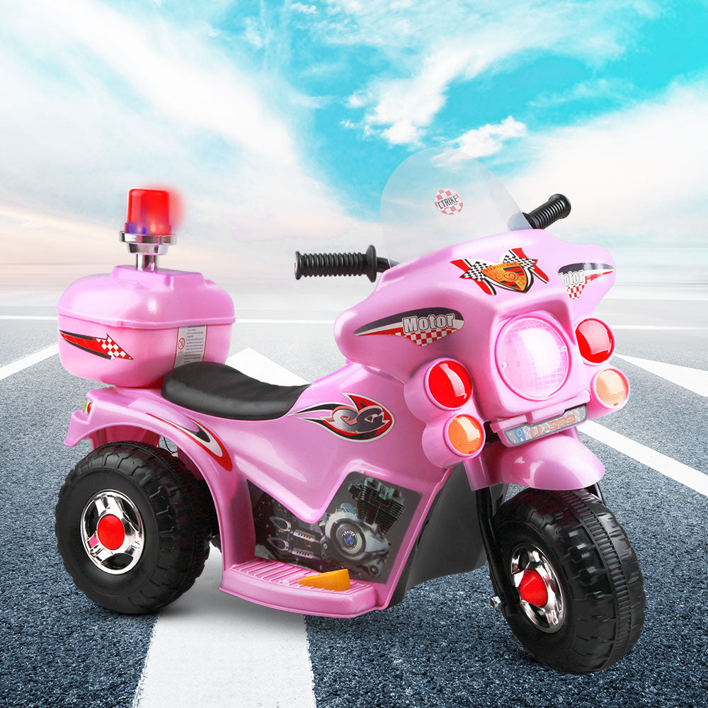 Bikes & Scooters: Rigo Kids Electric Ride On Police Motorcycle Motorbike 6V Battery Pink