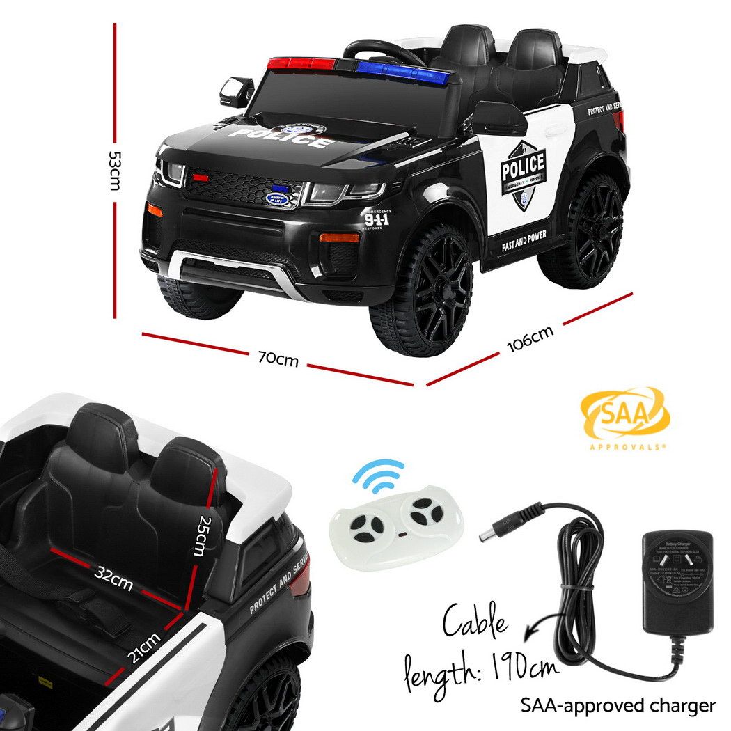 Ride On Cars: Electric Ride On Car Rigo Kids Patrol Police Ride On Cars Horn Music Remote Black