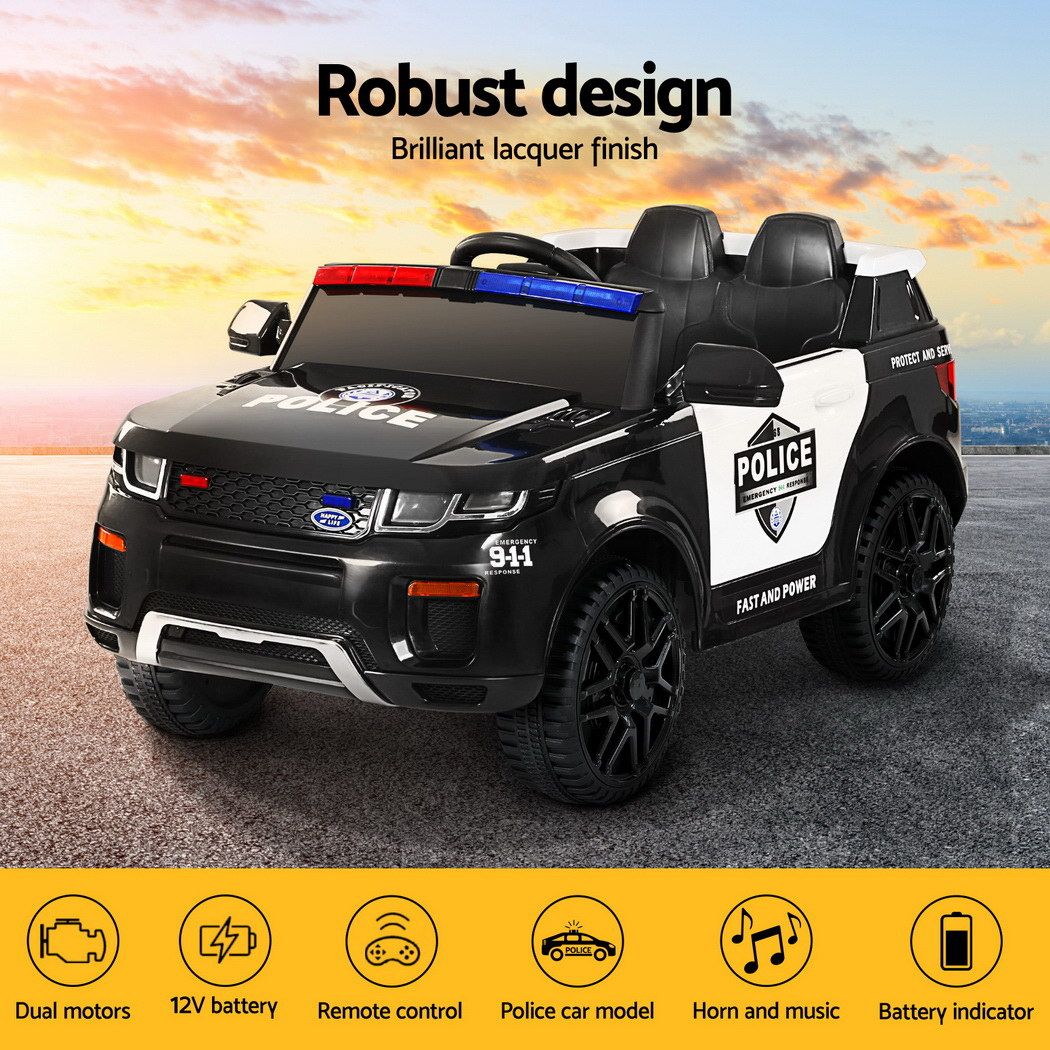 Ride On Cars: Electric Ride On Car Rigo Kids Patrol Police Ride On Cars Horn Music Remote Black