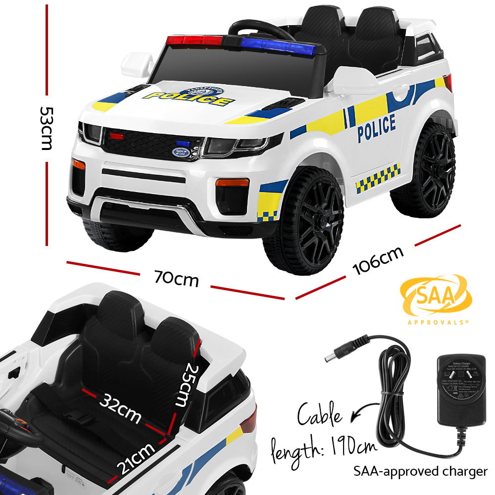 Ride On Cars: Rigo Kids Electric Ride On Patrol Police Car Horn Music Remote White