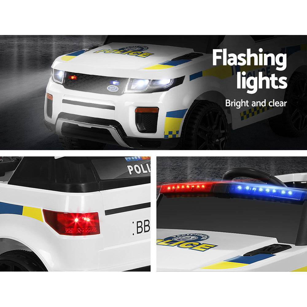 Ride On Cars: Rigo Kids Electric Ride On Patrol Police Car Horn Music Remote White