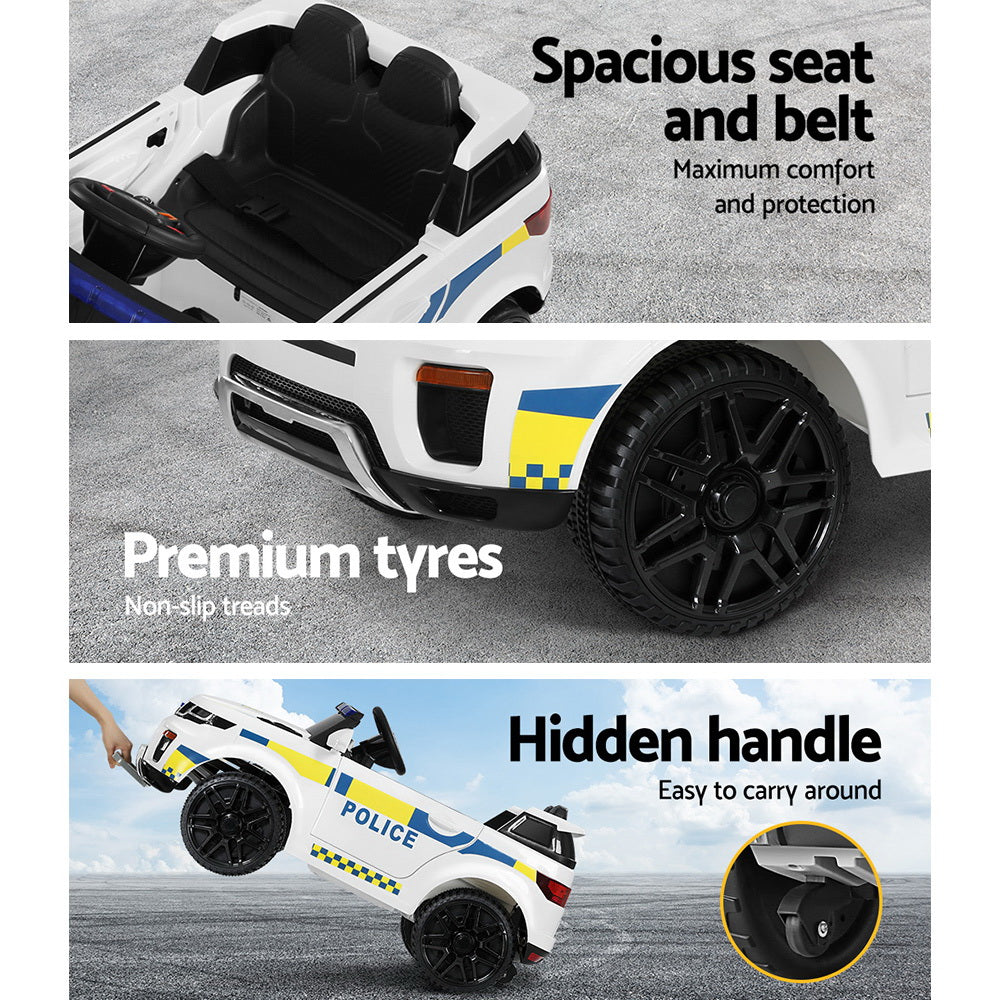 Ride On Cars: Rigo Kids Electric Ride On Patrol Police Car Horn Music Remote White
