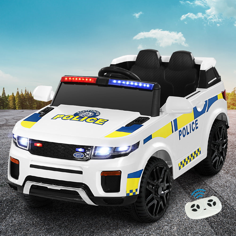 Ride On Cars: Rigo Kids Electric Ride On Patrol Police Car Horn Music Remote White
