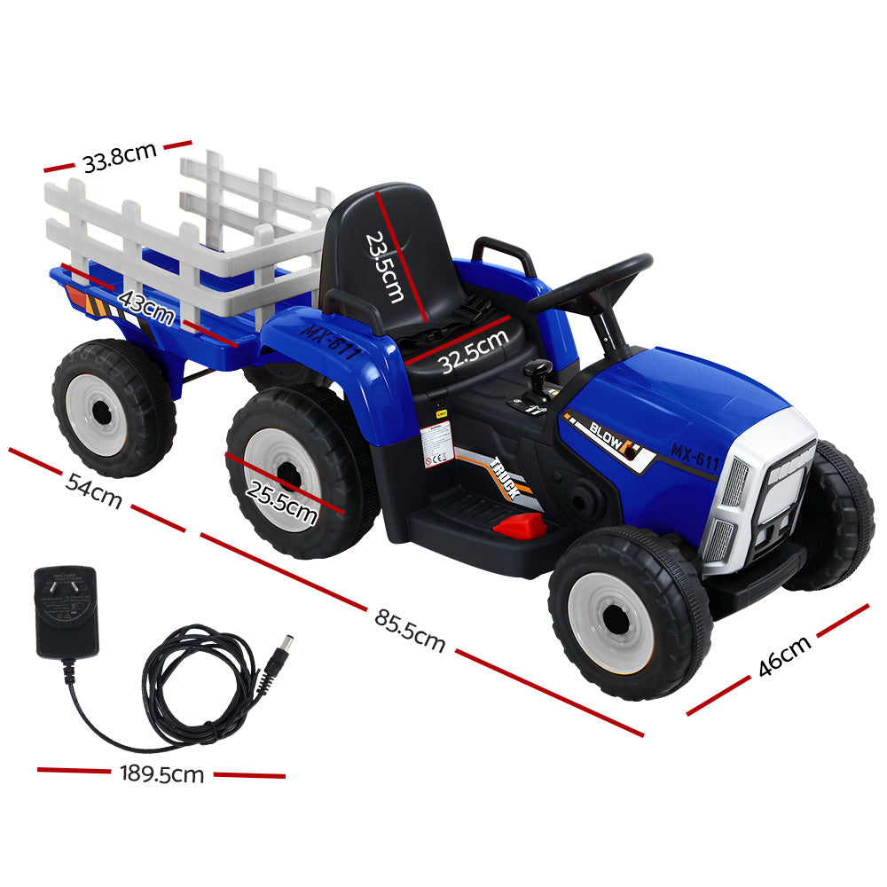 Ride On Cars: Rigo Kids Electric Ride On Car Tractor Toy Cars 12V Blue