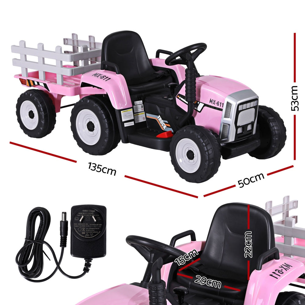 Ride On Cars: Rigo Kids Electric Ride On Car Tractor Toy Cars 12V Pink