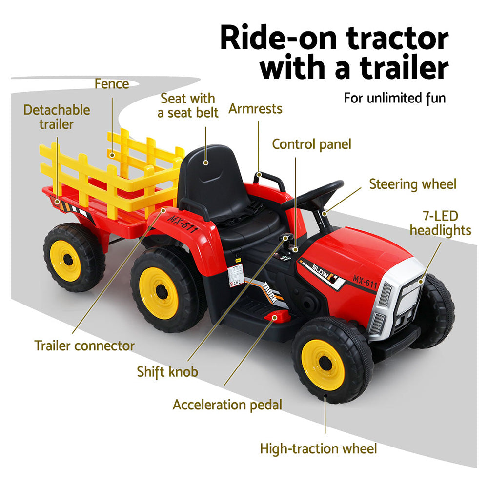 Ride On Cars: Rigo Kids Electric Ride On Car Tractor Toy Cars 12V Red