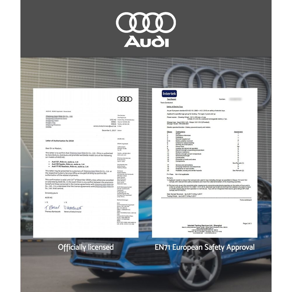 Ride On Cars: Kids Electric Ride On Car Audi Licensed TTRS Toy Cars Remote 12V Battery Black