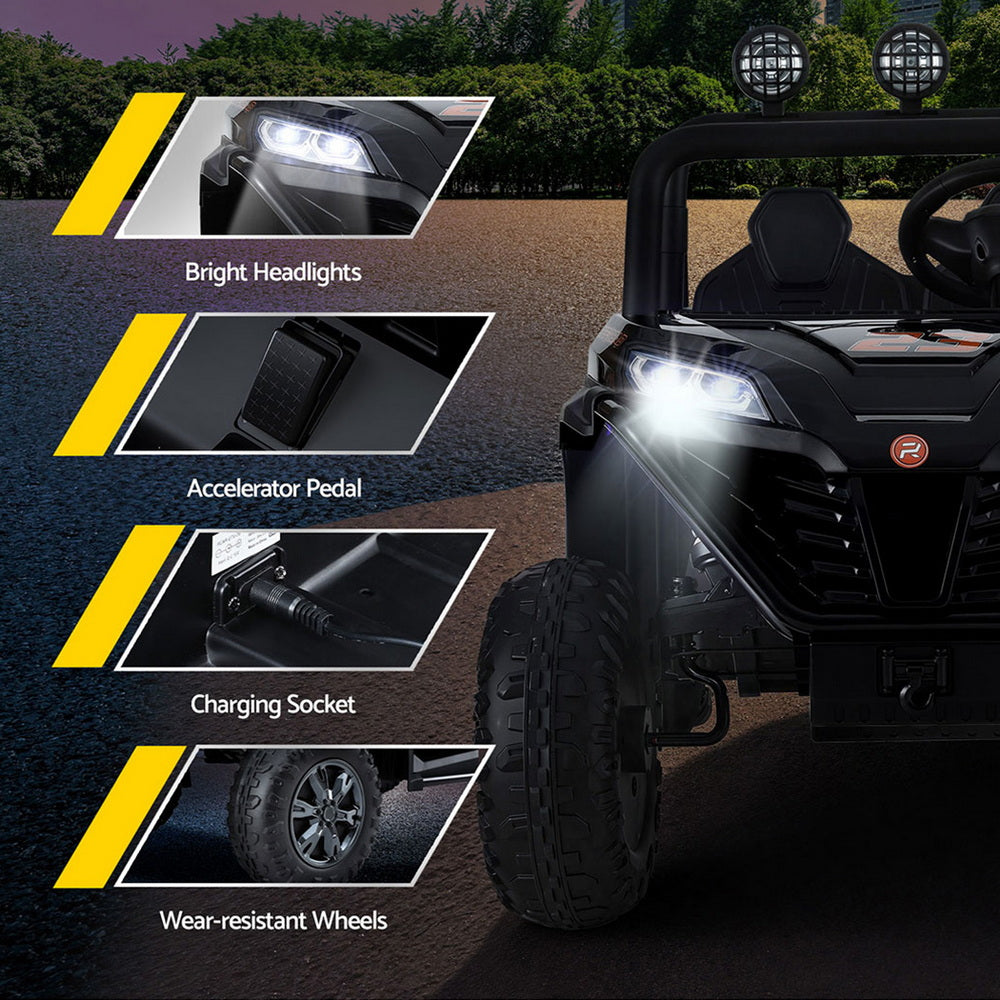 Ride On Cars: Rigo Kids Ride On Car Electric Toys Cars Headlight Music Remote Control Black